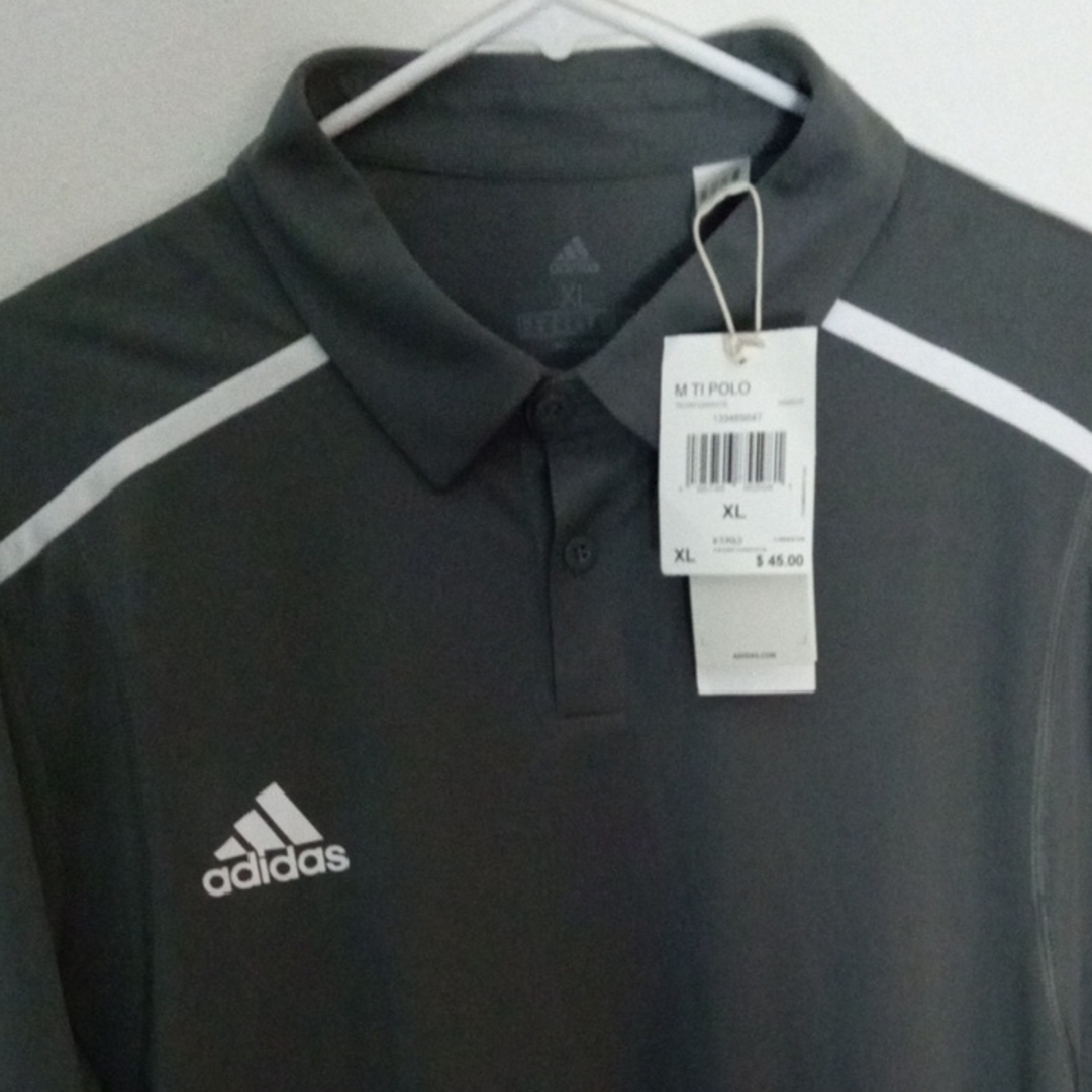 NWT Adidas Dark Gray Polo Shirt for Men XL.